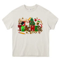 Cream christmas  teacher Heavy Core Tee - MaliasSmallBusiness
