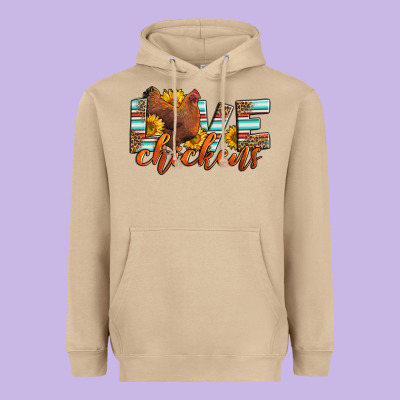 Love Chickens Heavyweight Hoodie Designed By Lillyallendesigns