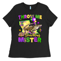 Black throw me something mister louisiana mardi gras Ladies Tee - LillyAllenDesigns