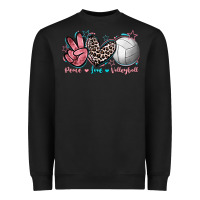 Black Peace Love Volleyball Heavyweight Sweatshirt - FaDigitalArtStudio