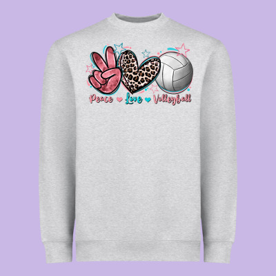 Peace Love Volleyball Heavyweight Sweatshirt Designed By Fadigitalartstudio
