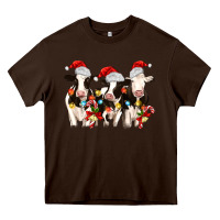 Chocolate Brown christmas three cows Heavy Core Tee - MaliasSmallBusiness