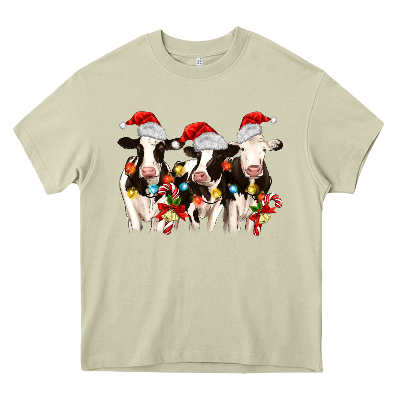Christmas Three Cows Heavy Core Tee by MaliasSmallBusiness | Teevron