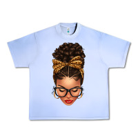 Grape Ice Light skin afro messy bun leopard bow Urban Heavy Tee - texasbilliewilder