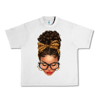 Lunar Rock Light skin afro messy bun leopard bow Urban Heavy Tee - texasbilliewilder