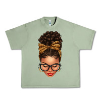Oil Green Light skin afro messy bun leopard bow Urban Heavy Tee - texasbilliewilder