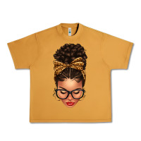 Peanut Butter Light skin afro messy bun leopard bow Urban Heavy Tee - texasbilliewilder