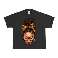 Pigment Black Light skin afro messy bun leopard bow Urban Heavy Tee - texasbilliewilder