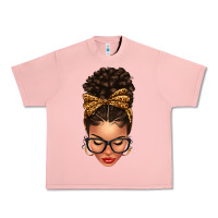 Salmon Light skin afro messy bun leopard bow Urban Heavy Tee - texasbilliewilder