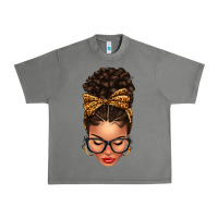Tornado Light skin afro messy bun leopard bow Urban Heavy Tee - texasbilliewilder