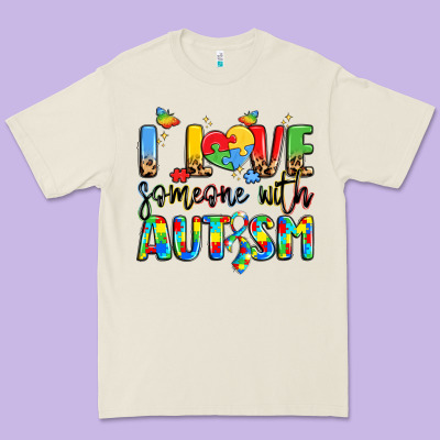 I Love Someone With Autism Premium Tee Designed By Lillyallendesigns