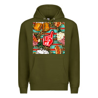 Army Green american football snacks with serape and leopard Premium Hoodie - BundleAndBundleShop