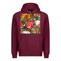 Burgundy american football snacks with serape and leopard Premium Hoodie - BundleAndBundleShop