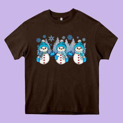 Snowman Winter Heavy Core Tee Designed By Jahusdesignshop