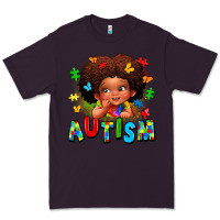 Plum autism afro girl Premium Tee - LillyAllenDesigns