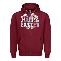 Burgundy happy easter Zipper Hoodie - LillyAllenDesigns