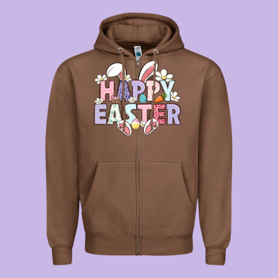 Happy Easter Zipper Hoodie Designed By Lillyallendesigns