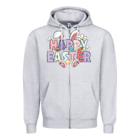 Heather Grey happy easter Zipper Hoodie - LillyAllenDesigns
