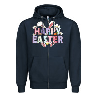 Navy happy easter Zipper Hoodie - LillyAllenDesigns