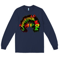 Navy juneteenth mom Long Sleeve Tee - CowGirlArtShop