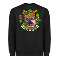 Black St. Patrick's Day cow Heavyweight Sweatshirt - FaDigitalArtStudio