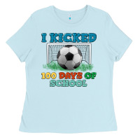 Baby Blue i kicked 100 days of school Ladies Tee - LillyAllenDesigns