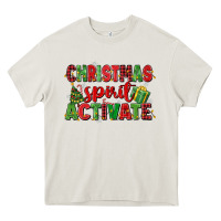 Cream christmas spirit activate Heavy Core Tee - MaliasSmallBusiness