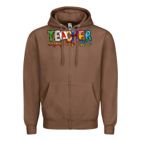 Chestnut Teacher Cryons Kids Caffeine Zipper Hoodie - CowhideDigitalArt