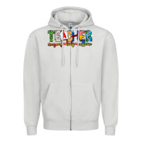 Dove Grey Teacher Cryons Kids Caffeine Zipper Hoodie - CowhideDigitalArt