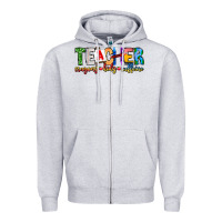 Heather Grey Teacher Cryons Kids Caffeine Zipper Hoodie - CowhideDigitalArt