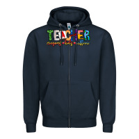 Navy Teacher Cryons Kids Caffeine Zipper Hoodie - CowhideDigitalArt