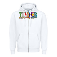 White Teacher Cryons Kids Caffeine Zipper Hoodie - CowhideDigitalArt