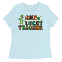 Baby Blue one lucky teacher Ladies Tee - LillyAllenDesigns