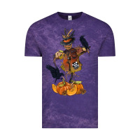 Cloud Purple Scarecrow with Pumpkin Vintage Tee - texasbilliewilder