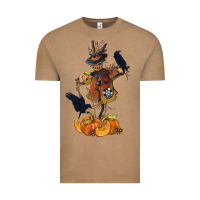 Vintage Coffee Scarecrow with Pumpkin Vintage Tee - texasbilliewilder