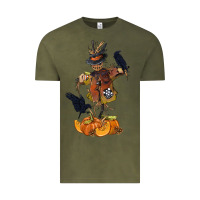 Vintage Olive Scarecrow with Pumpkin Vintage Tee - texasbilliewilder