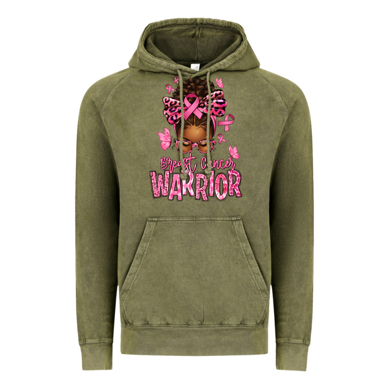Brest Cancer Warrior Afro Messy Bun Vintage Hoodie by texasbilliewilder | Teevron