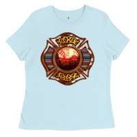 Baby Blue Western Firefighter Symbol Ladies Tee - RanaPortraitStore