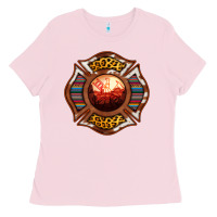 Bubblegum Pink Western Firefighter Symbol Ladies Tee - RanaPortraitStore