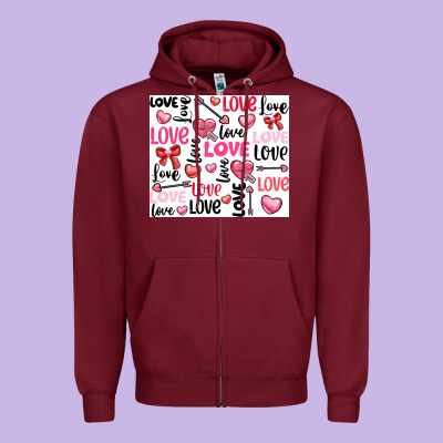 Love Zipper Hoodie Designed By Lillyallendesigns