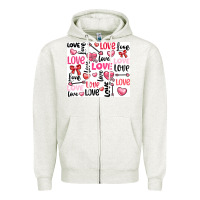 Oatmeal Heather love Zipper Hoodie - LillyAllenDesigns