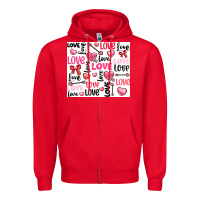 Red love Zipper Hoodie - LillyAllenDesigns