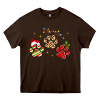 Chocolate Brown christmas paws Heavy Core Tee - MaliasSmallBusiness