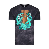 Cloud Black Ovarian Cancer diva teal ribbon Vintage Tee - NancyCooperArtShop