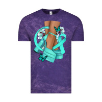 Cloud Purple Ovarian Cancer diva teal ribbon Vintage Tee - NancyCooperArtShop