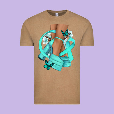 Ovarian Cancer Diva Teal Ribbon Vintage Tee Designed By Nancycooperartshop