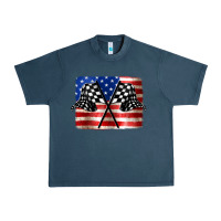 Midnight Navy American Racing Flag Urban Heavy Tee - JahusDesignShop