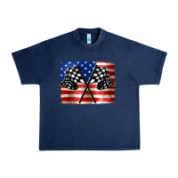 Navy American Racing Flag Urban Heavy Tee - JahusDesignShop