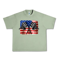 Oil Green American Racing Flag Urban Heavy Tee - JahusDesignShop