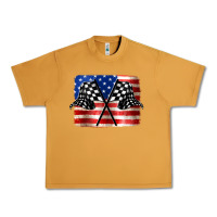 Peanut Butter American Racing Flag Urban Heavy Tee - JahusDesignShop